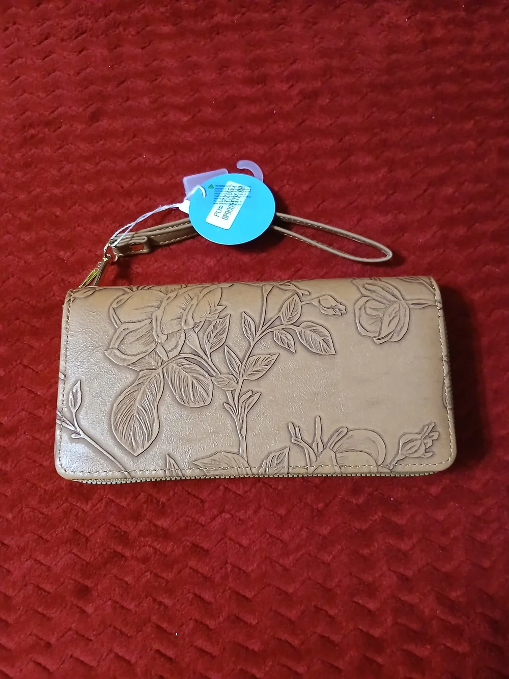Chala Floral Embossed Wristlet Wallet - Tan